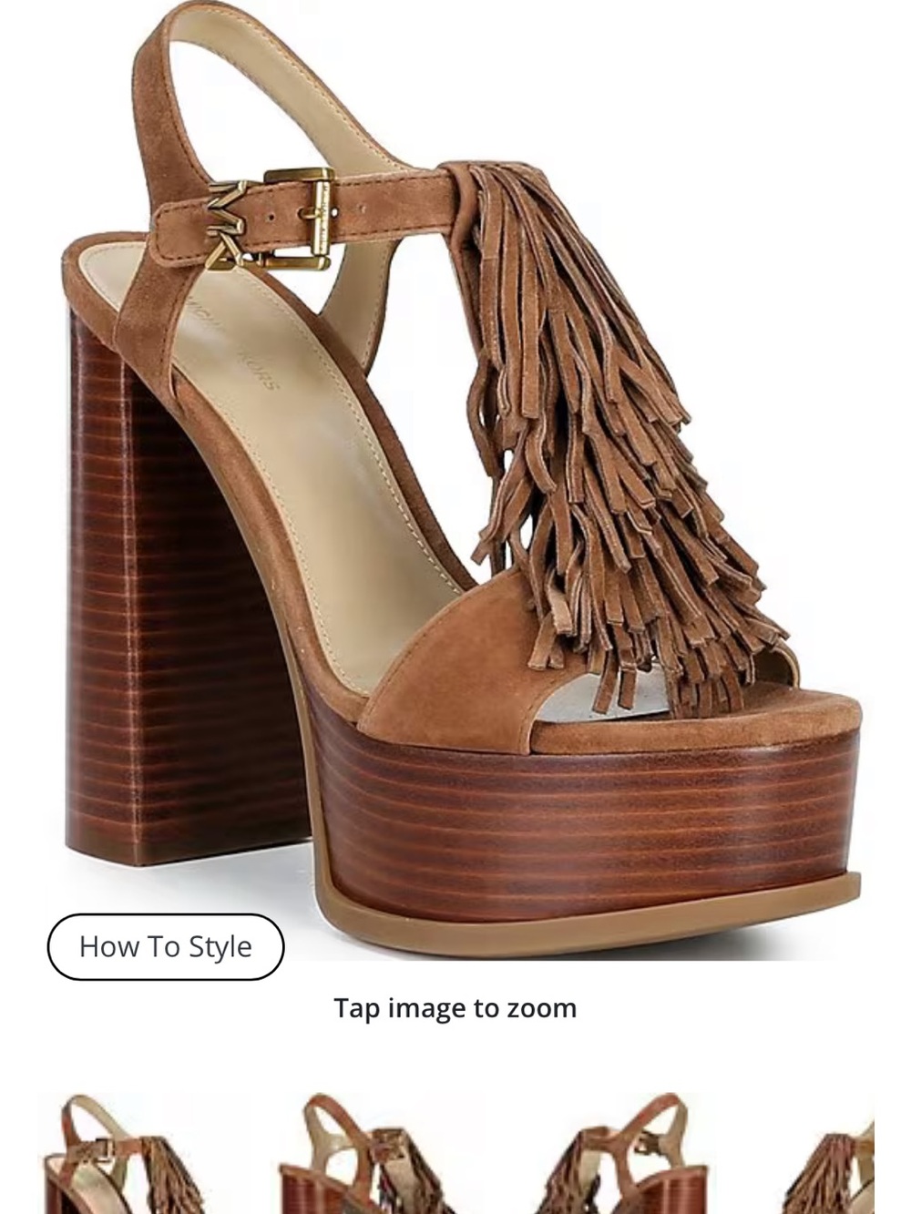 MICHAEL Kors Indra Suede Fringe Ankle Wrap High Heel Platform Sandals